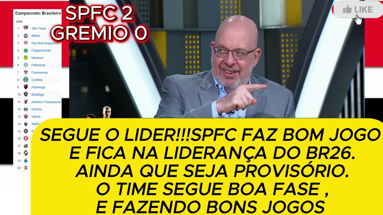 SÃO PAULO TERMINA A RODADA DIVIDINDO A LIDERANÇA DO BR26