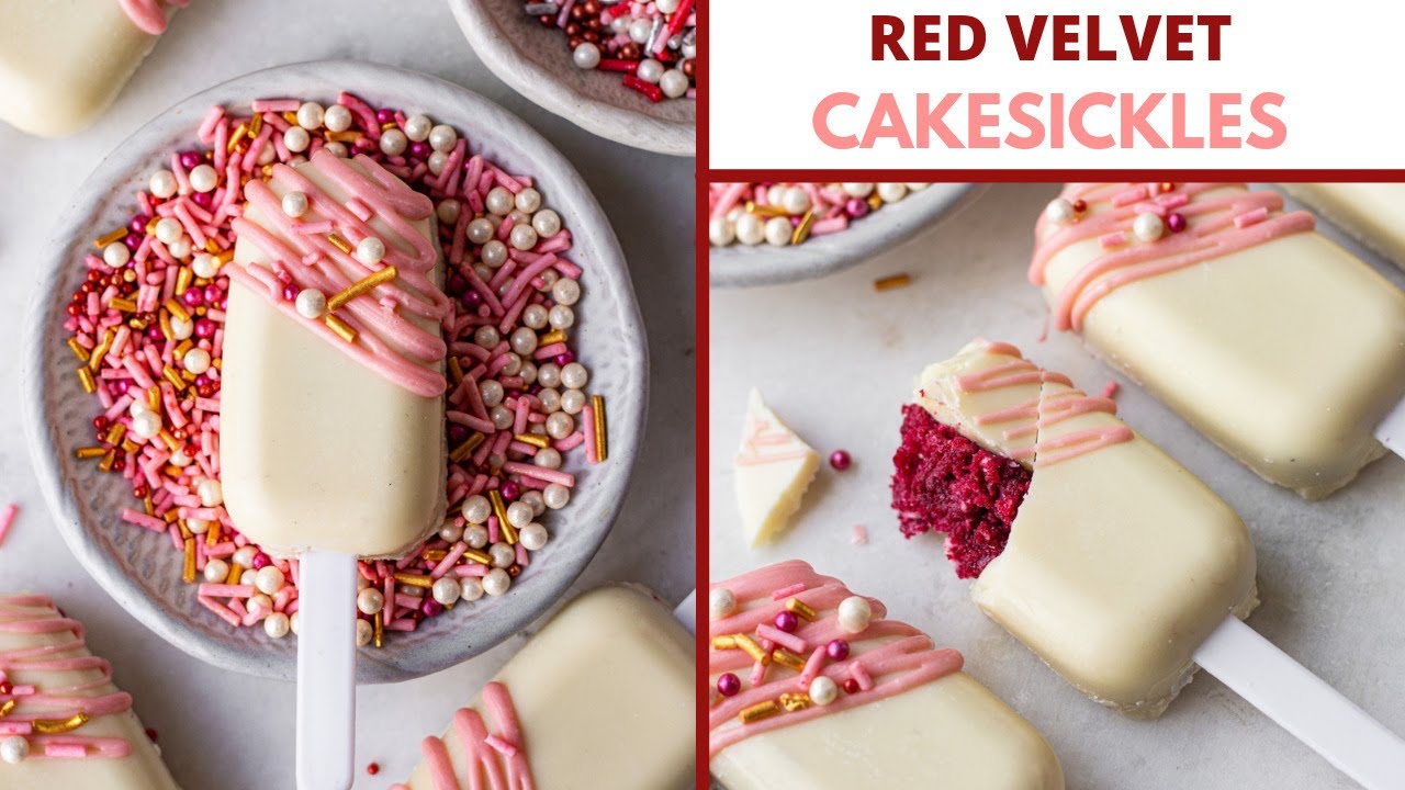 HOW TO MAKE CAKESICLES | VALENTINE'S DAY RED VELVET CAKE POPSICLES | EGGLESS CAKE POPS RECIPE