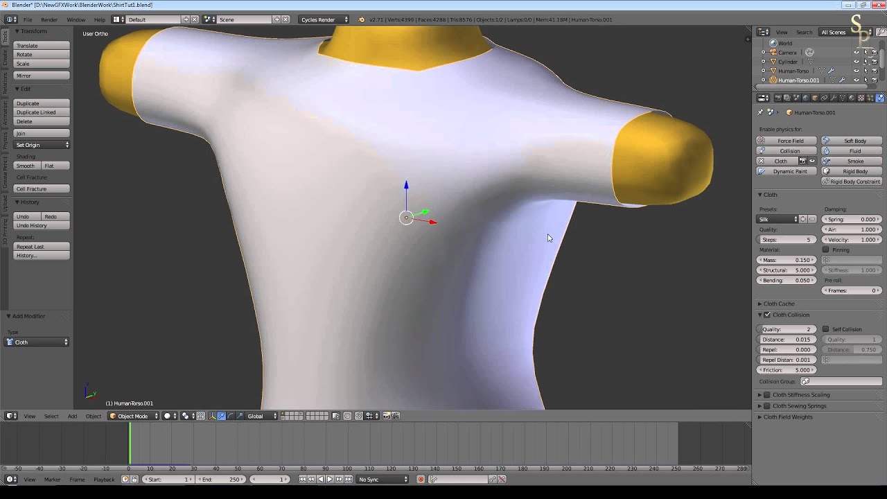 Blender 2.71 Tutorial - Simple Clothing with Cloth Simulation