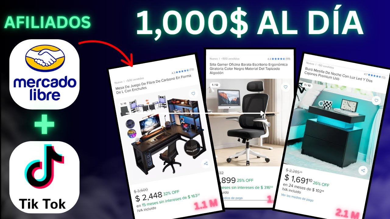 Gana $100 x D&Iacute;A siendo AFILIADO de MERCADO LIBRE - Trabajo en l&iacute;nea -Gana dinero con TikTok 💵🔥