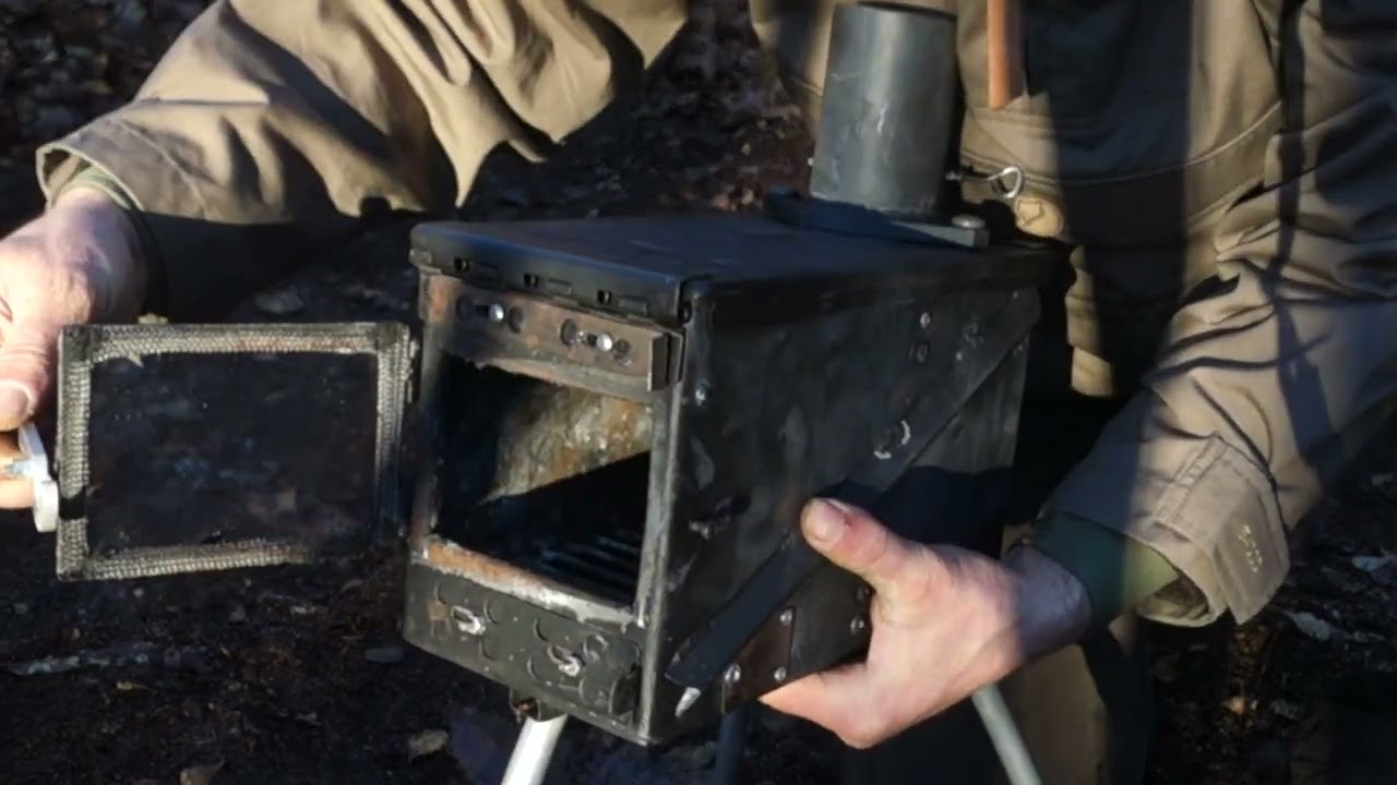 Ammo can stove with glass door air wash and secondary burn