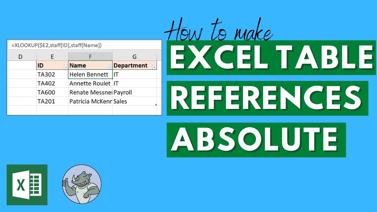 Excel Tables - Absolute Column and Cell References