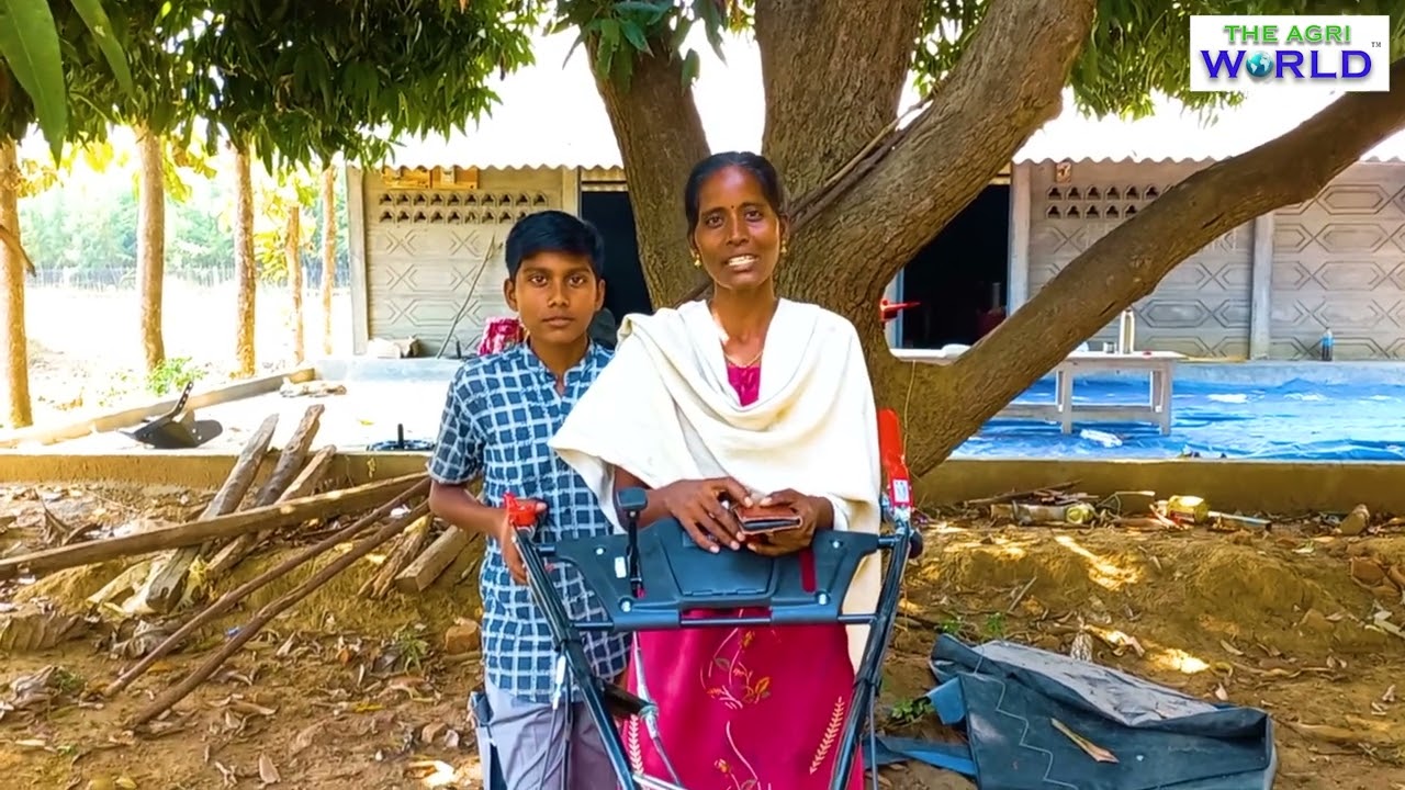 ஐந்து ஏக்கர் நிலத்தை பவர் வீடர் உதவியுடன் தனியாக உழவு செய்யும் பெண்மணி|THE AGRI WORLD|POWER WEEDER