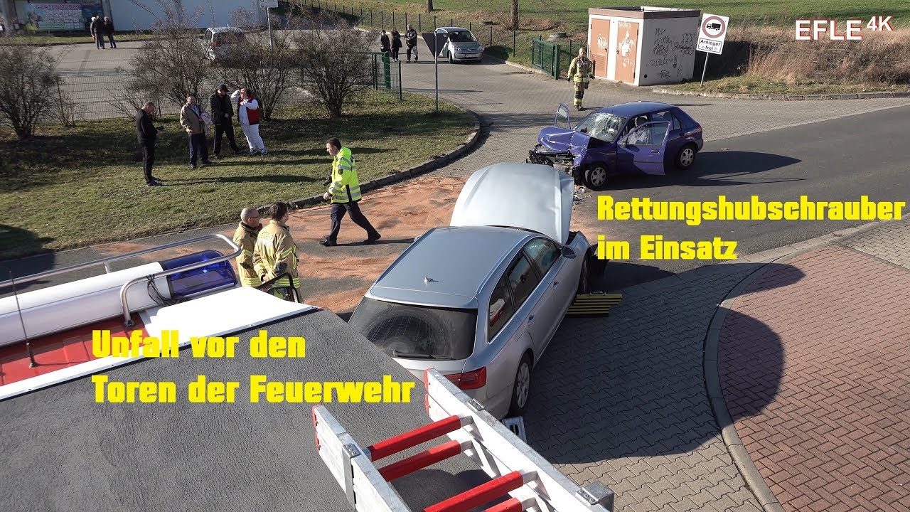 Frontalunfall vor Feuerwehr Kitzscher/20 Meter Anfahrt/Rettungshubschrauber im Einsatz [08.02.2020]