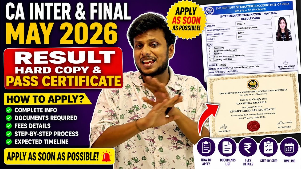 CA Inter & Final May 2026 Pass Certificate & Result Hard Copy | Apply Now Before Deadline