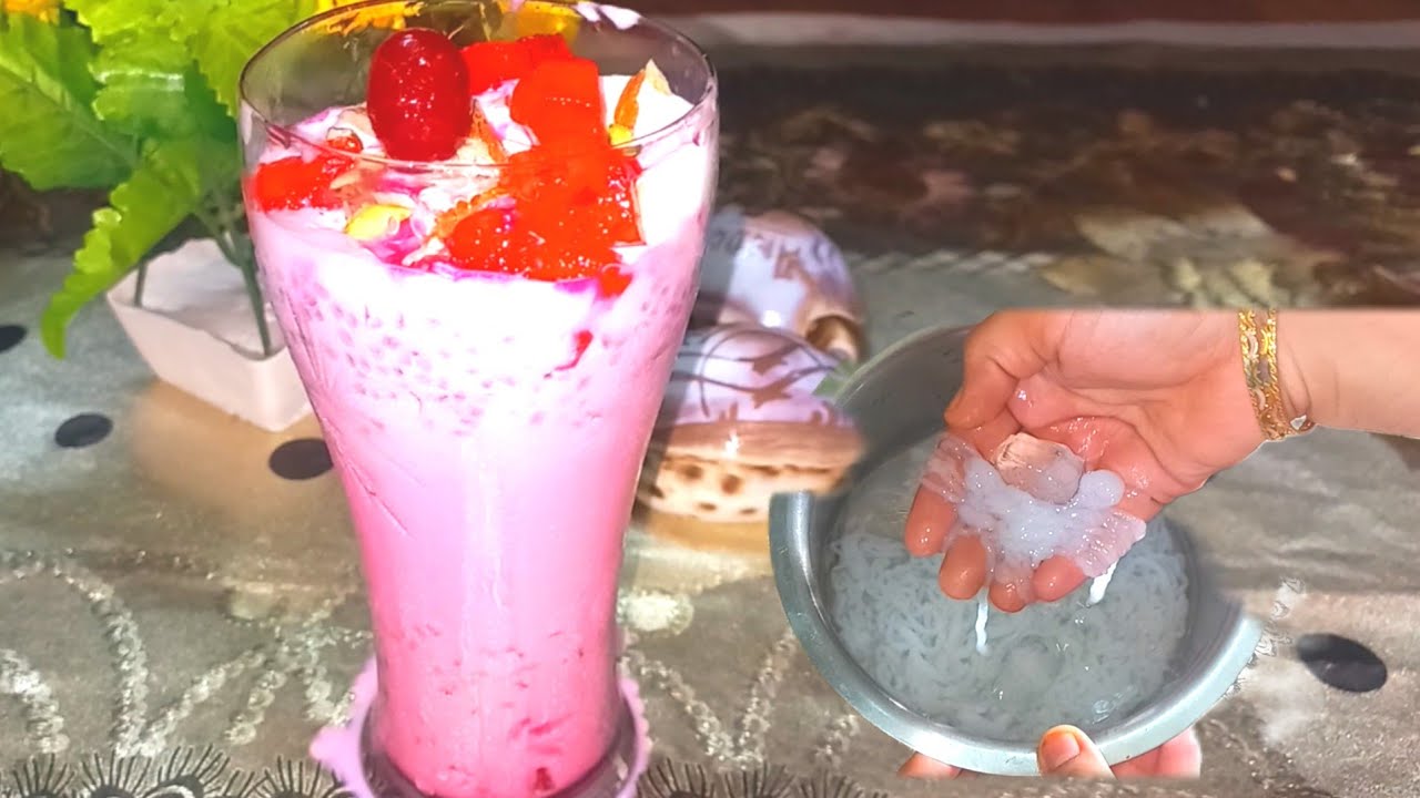 Ramadan Iftar Special Refreshing Falooda With Homemade Falooda Sev/Falooda Sev Without Machine
