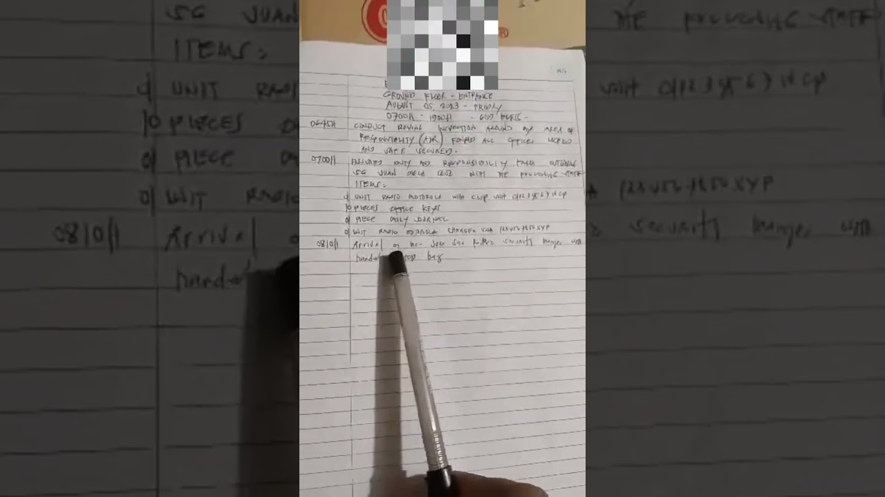 Paano  umpisahan Ng Security Guard regarding Logbook Entry (Continuation)Part2.
