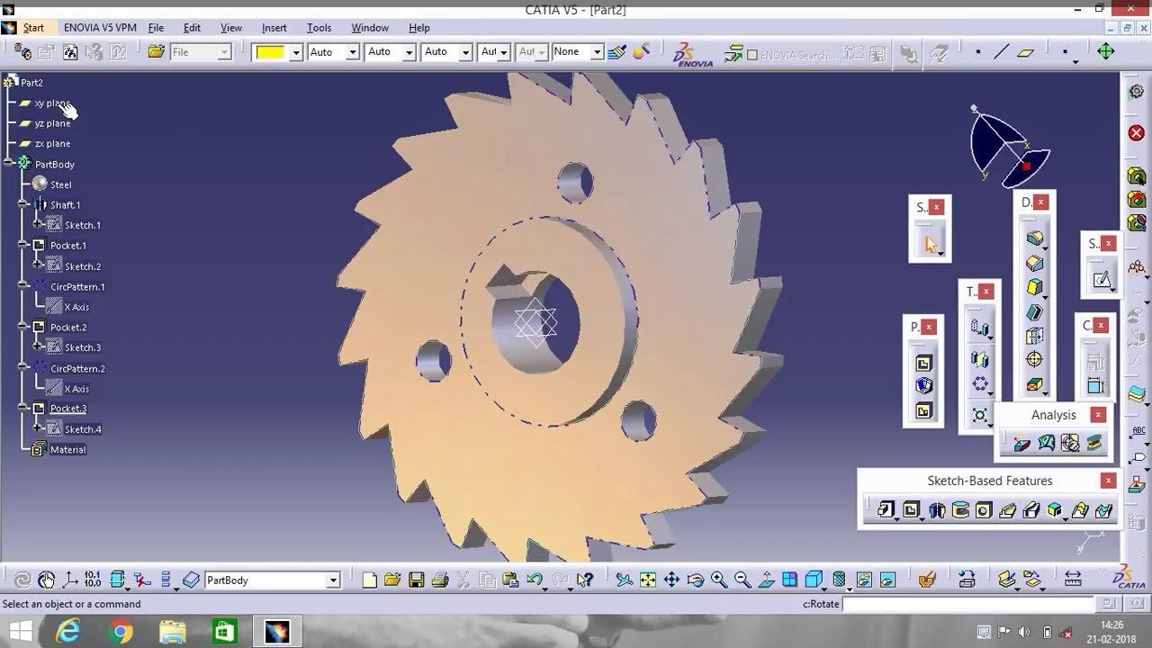CATIA V5 | RATCHET | DESIGN | PART DESIGN | TUTORIAL | FOR BEGINNERS