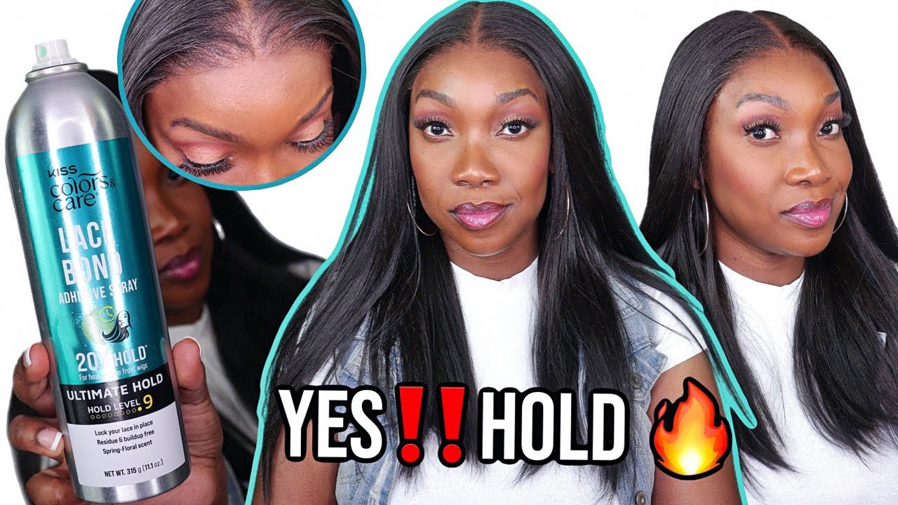 THE HOLD🔥 KISS Colors & Care Wig Lace Bond Adhesive Spray Outre 5X5 Closure Wig HHB Natural Yaki 22