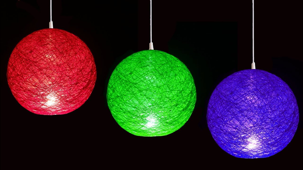 How to Make Hanging Yarn or Wool Ball Lantern by Very Easy (Diwali and Christmas Crafts) : DIY