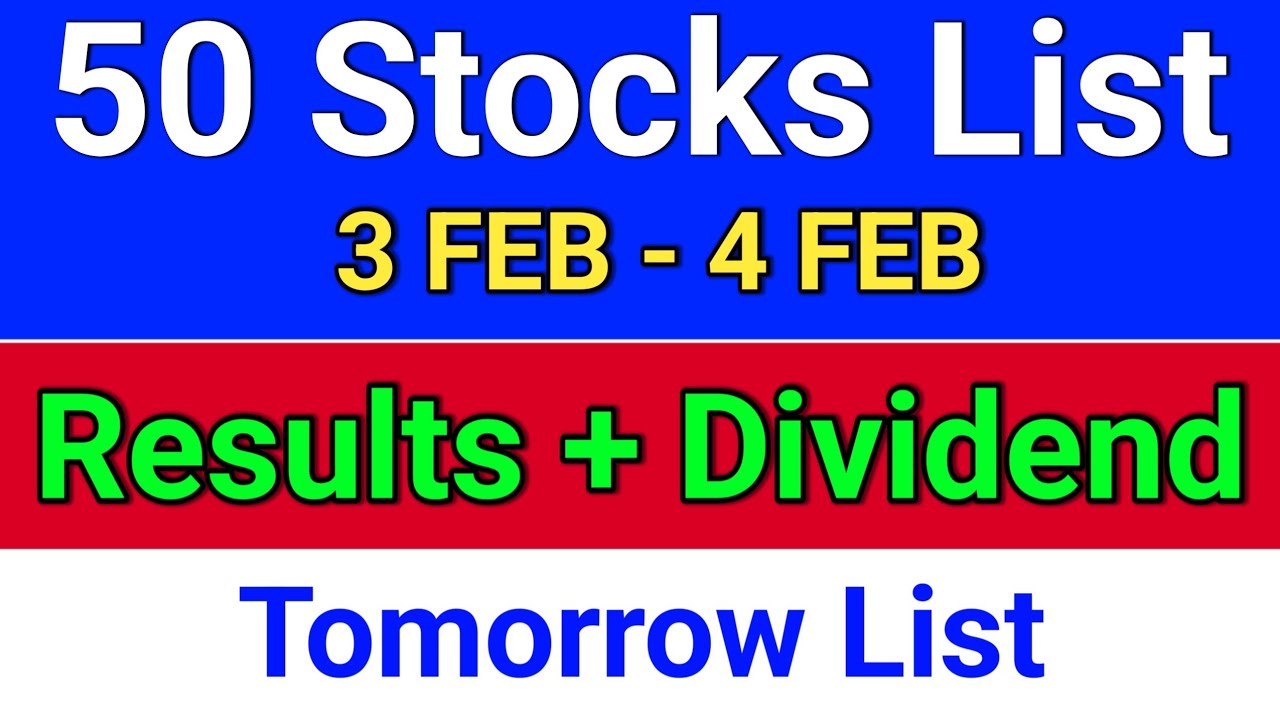 50 Dividend stocks tomorrow List. q3 results 2026 today. Bajaj Finance. ITC Ltd. IEX. NMDC. Adani