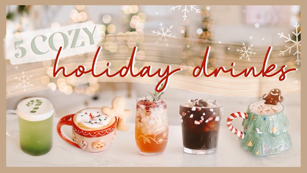 5 COZY CHRISTMAS DRINK IDEAS | sugar cookie cappuccino, mint matcha, cranberry cider, & more! ☕️✨🎄