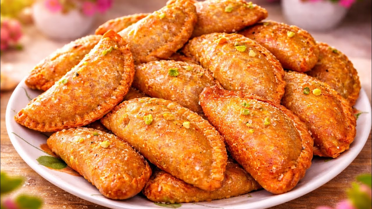 पारंपरिक गुजिया-खस्ता,रसीली व परफेक्ट मज़ेदार स्वाद, तलते समय एक भी नहीं फटेगी Crispy Gujiya recipe 