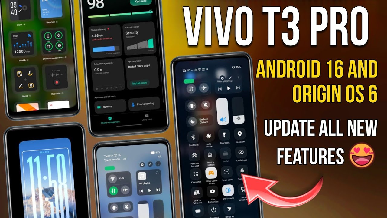 Vivo T3 Pro Android 16 & Origin Os 6 Update Features | Vivo T3 Pro Origin Os 6 & Android 16 Update 😀
