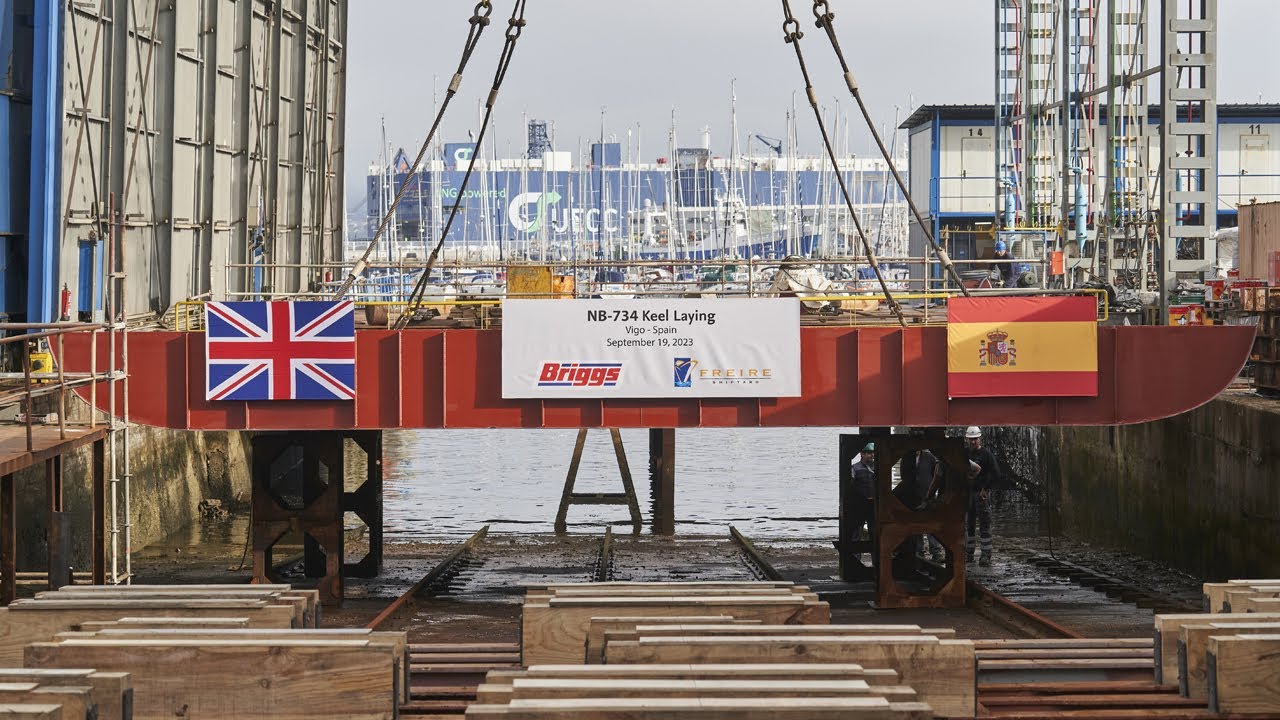 Keel Laying Event for Briggs Marine's Maintenance Support Vessel at Freire Shipyard