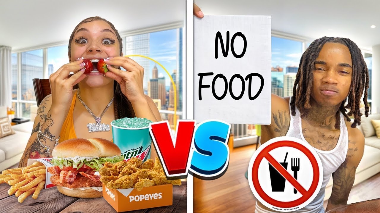 ЕДА ПРОТИВ ОТСУТСТВИЯ ЕДЫ ЧЕЛЛЕНДЖ С МОИМ ПАРНЕМ *УМОРИТЕЛЬНО* 😂😋