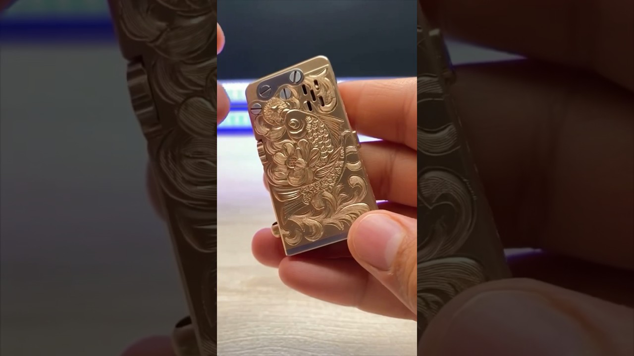 Brass lighter with fish design - vintage lighter