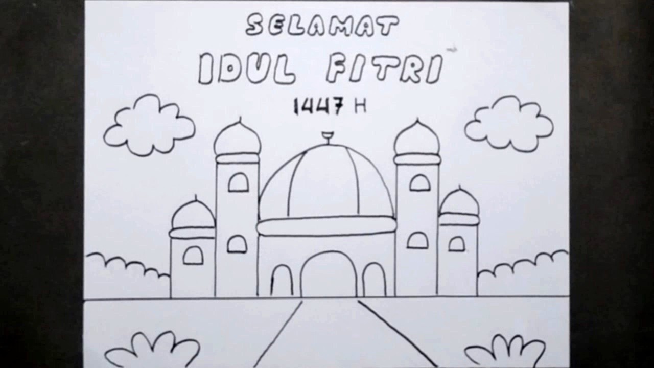 Cara menggambar poster Idul Fitri 1447 H 2026