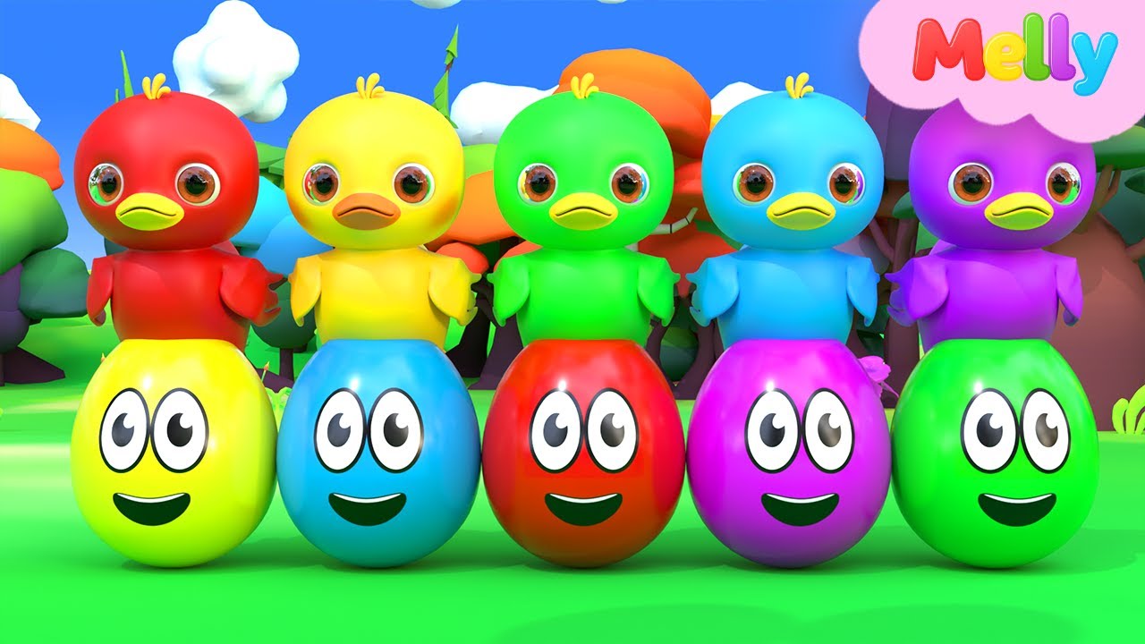 5 Little Ducks(Learn Colors Song) | Melly Nursery Rhymes & Kids Songs