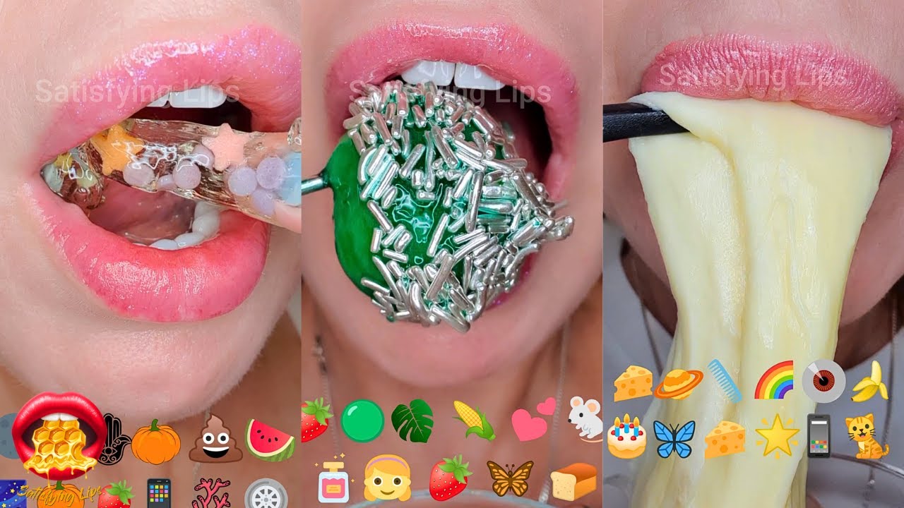 Satisfying ASMR Eating EMOJI FOOD CHALLENGE Compilation Mukbang 먹방