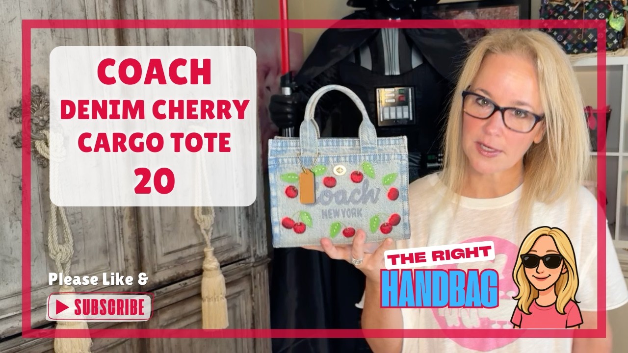 Coach Denim Cherry Cargo Tote 20  Review: What Fits, Mod Shots, and Other Available Items