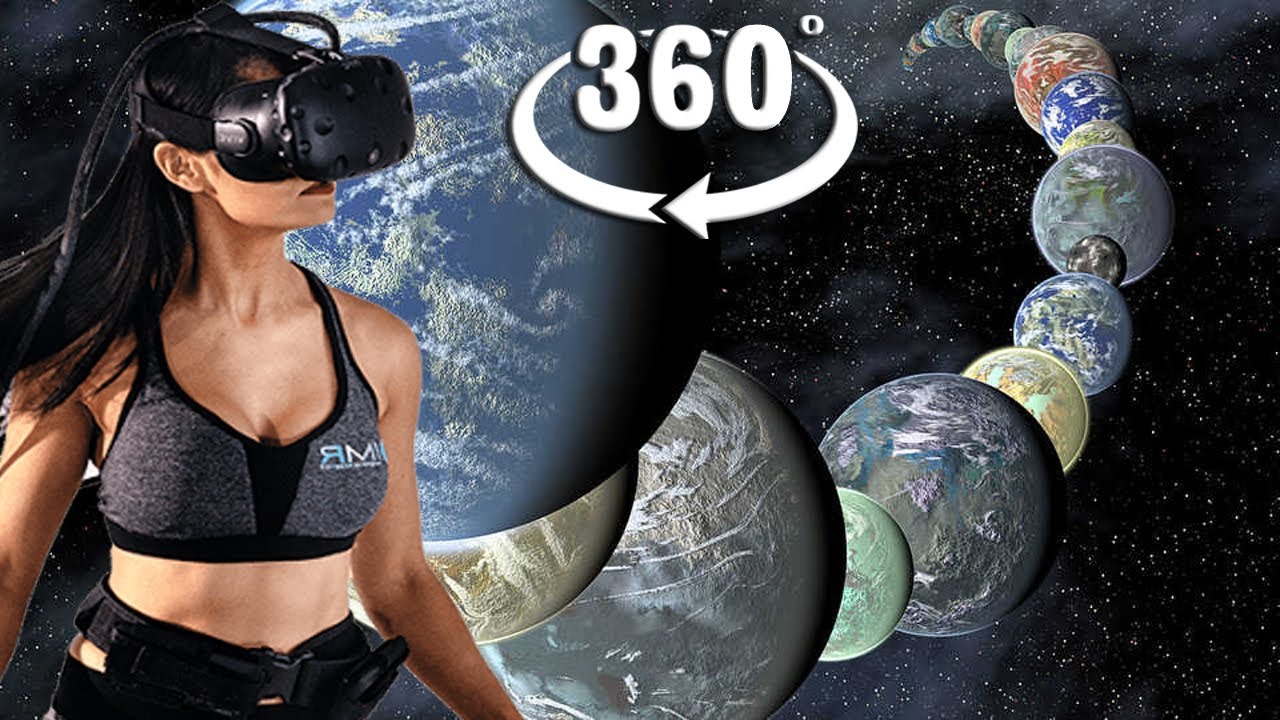 VR 360 Space Journey to alien worlds faster than light speed through wormholes for virtual reality