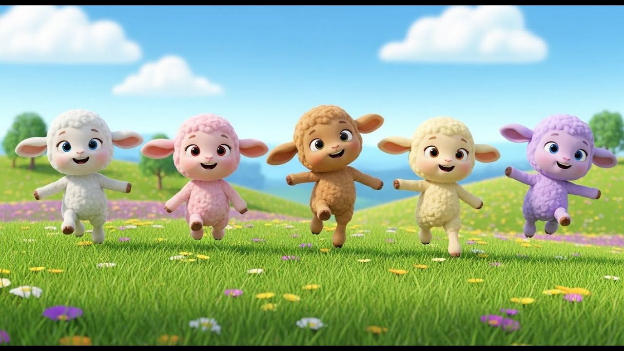 Fünf kleine Lämmer Überspringen Überspringen | Lustiges Hüpf- & Zähllied für Kinder