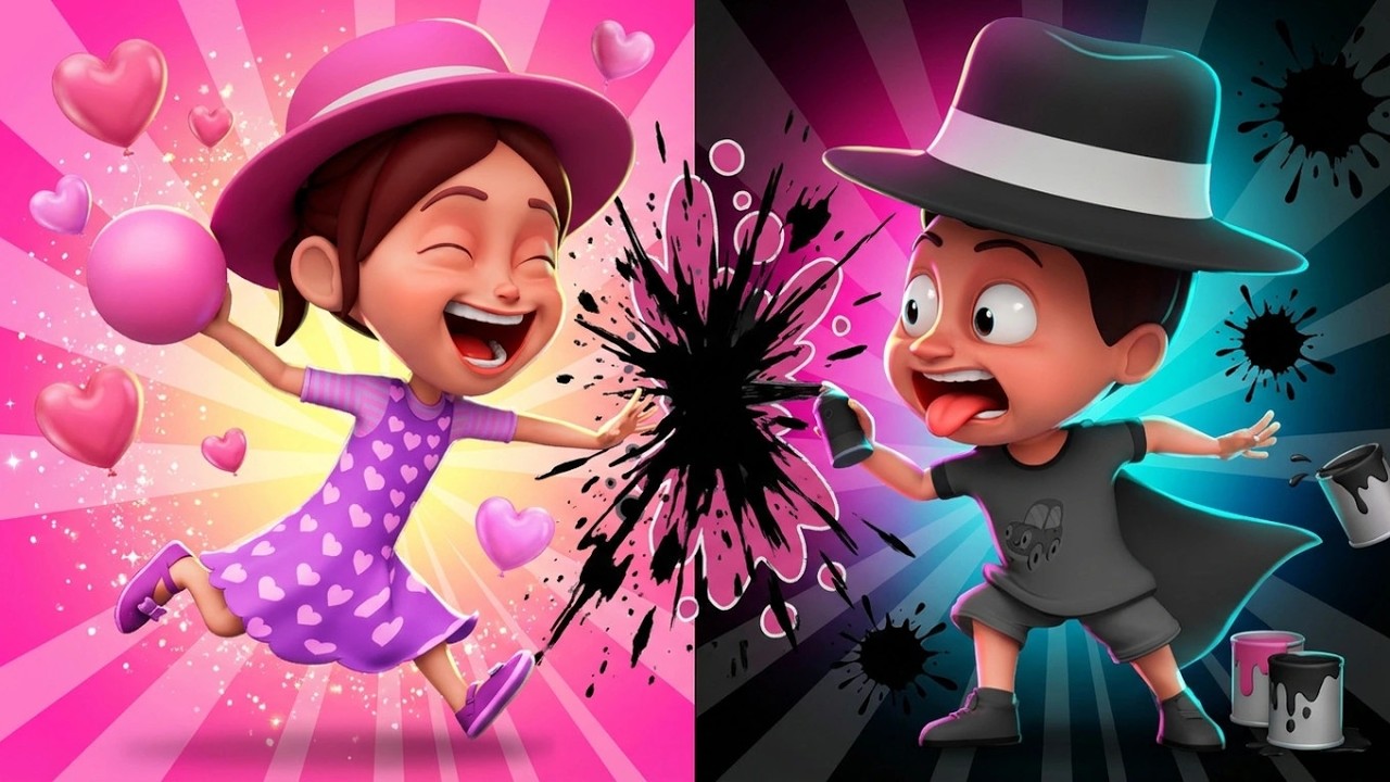 Rosa e Preto: A Corrida! 💖🖤 Desenho animado e músicas infantis | Baby Berry Educativo 🎶