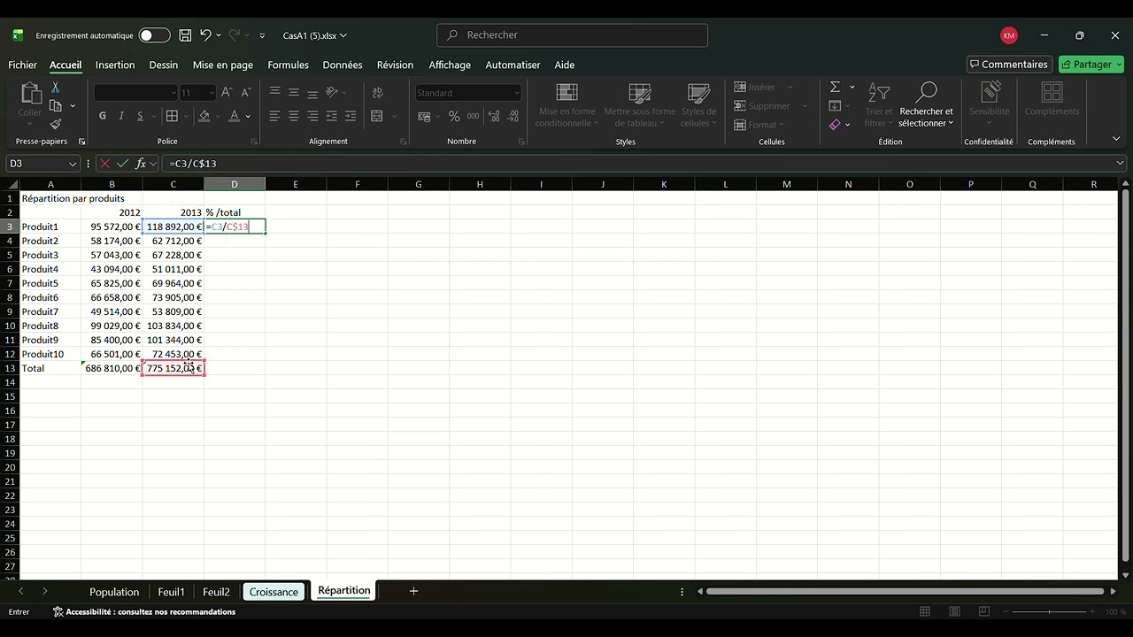 Excel 2e formule pourcentage et pourquoi utiliser $