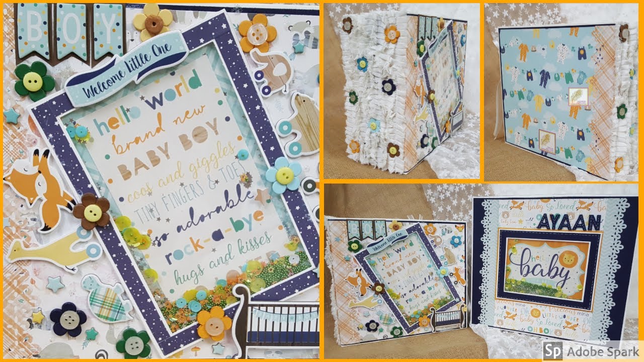 Hello Baby Boy - Echo Park Mini Album | Baby Record Book | Pop - Up Baby Boy Scrapbook **SOLD**