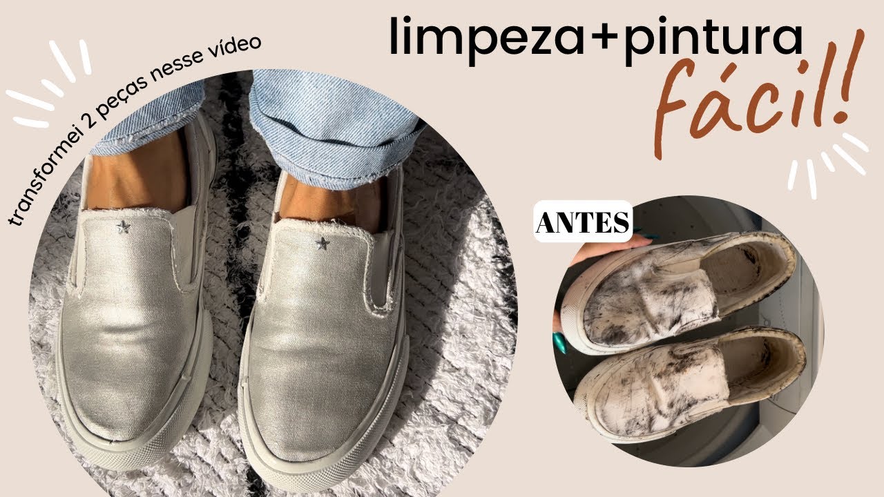 TRANSFORMANDO TÊNIS DE BRECHÓ | como lavar e pintar tênis com passos muito simples