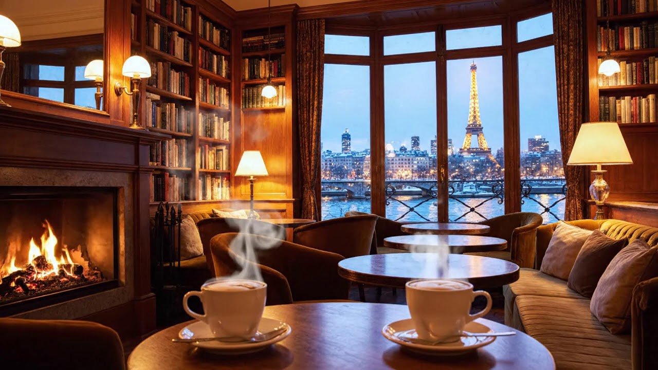 Peaceful Snowfall Jazz Night - Cozy Café Night With Jazz Music For Study, Work & Relax