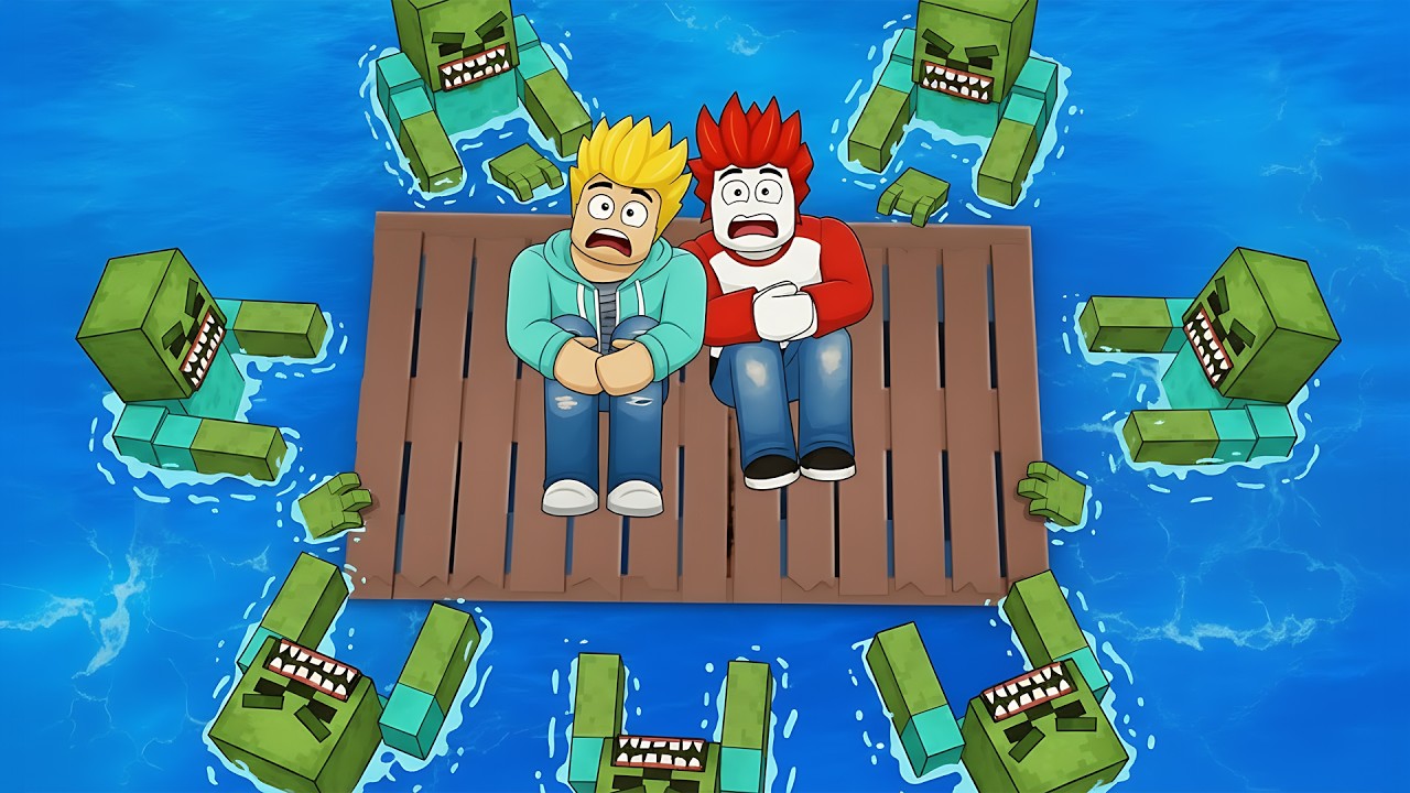 Surviving from Day 1 to Day 100 Deadly Raft in Roblox 🛶🛶