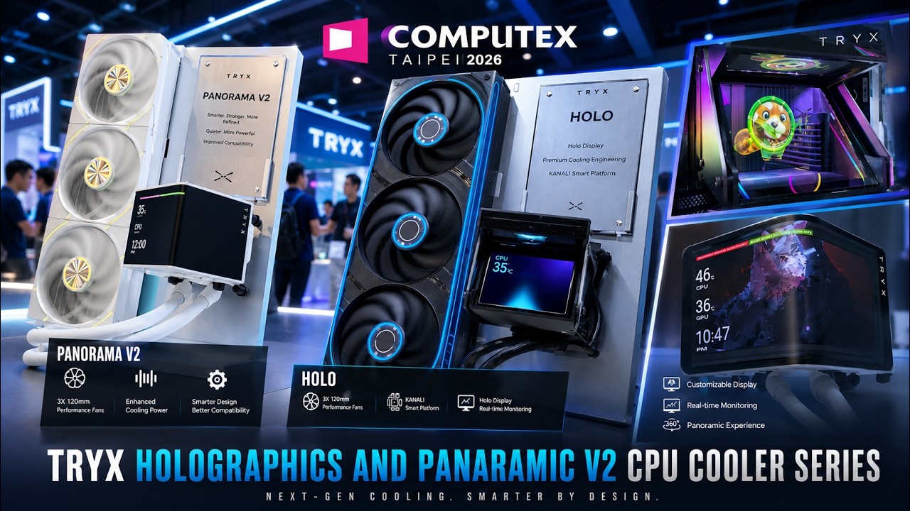 TRYX Holographic And Panoramic V2 CPU Cooler Series Showcased At 2026 Computex