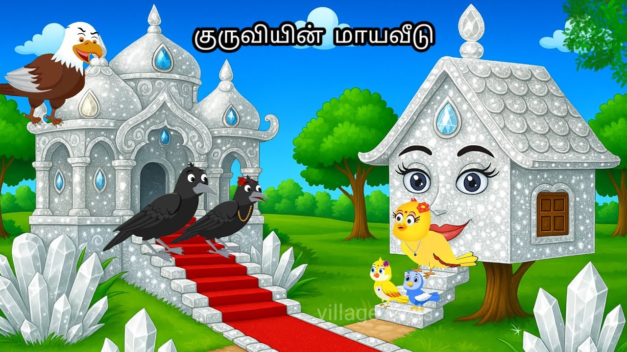 KIDS AND BIRDS IN HEAVEY RAIN IN JUNGLE STORY /MORAL STORY IN TAMIL / VILLAGE BIRDS CARTOON