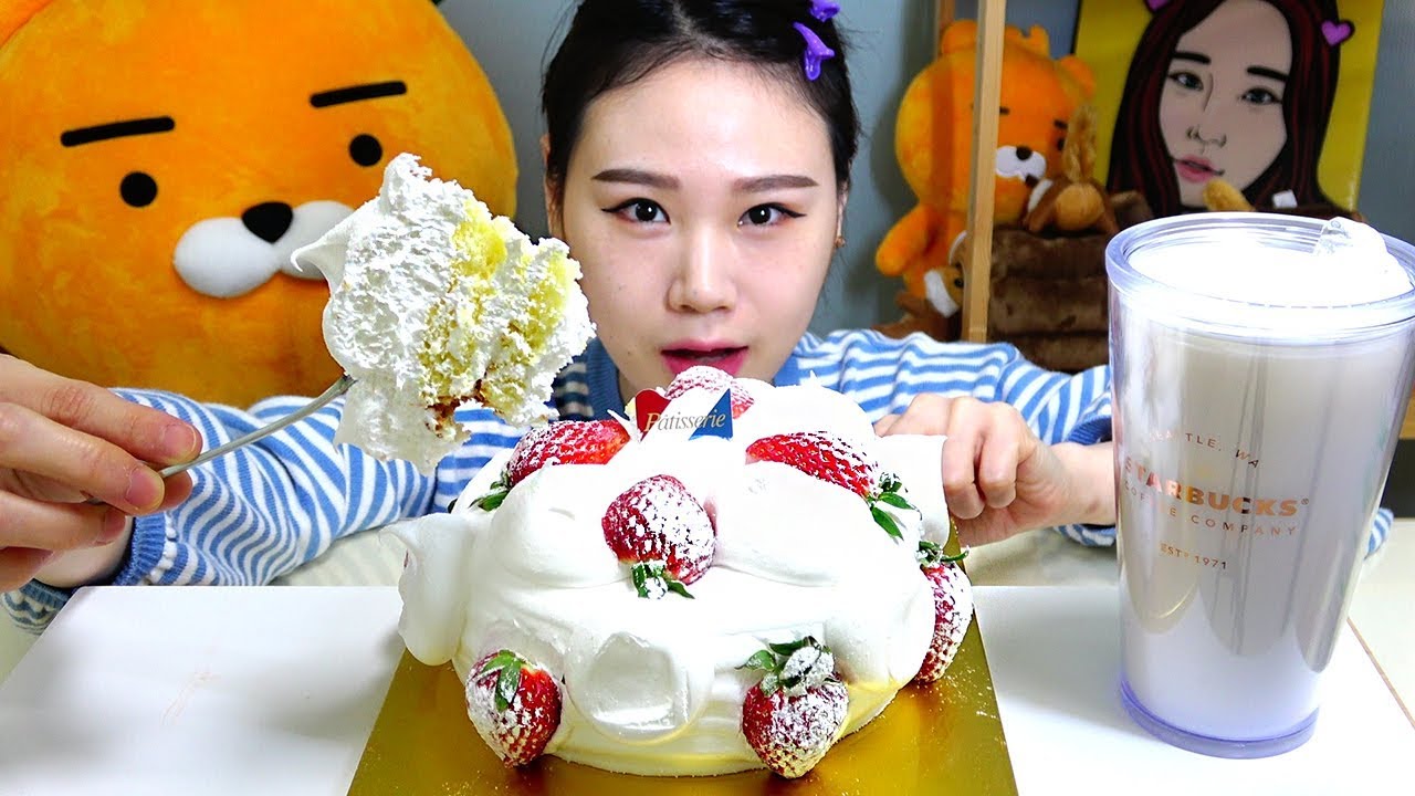 딸기생크림케이크 먹방 Mukbang