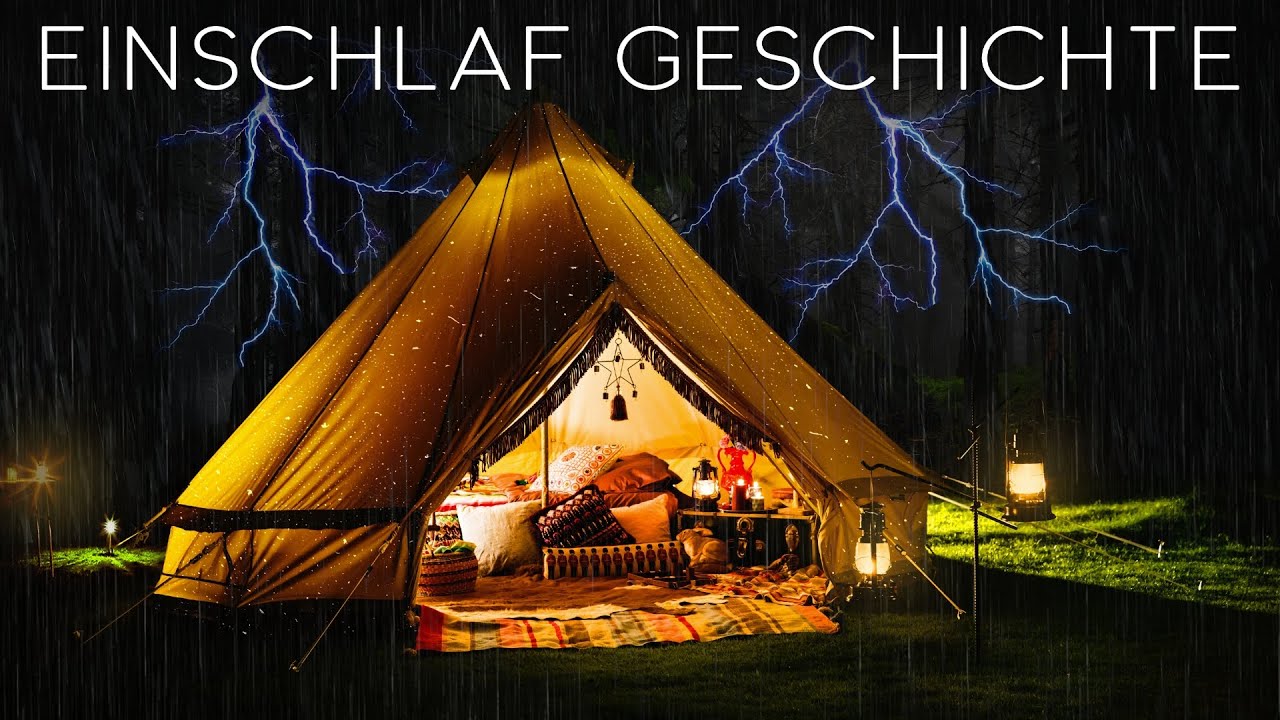 Eine regnerische Nacht im Zelt: Einschlafgeschichte mit Regen und Donner