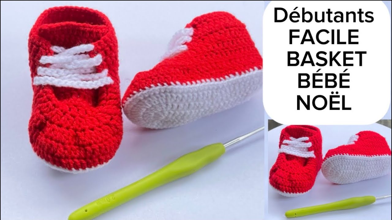 🧶Comment Crocheter Basket Bébé Noël Facile Débutants /Crochet Chausson Bébé Noël #crochetbasketbébé