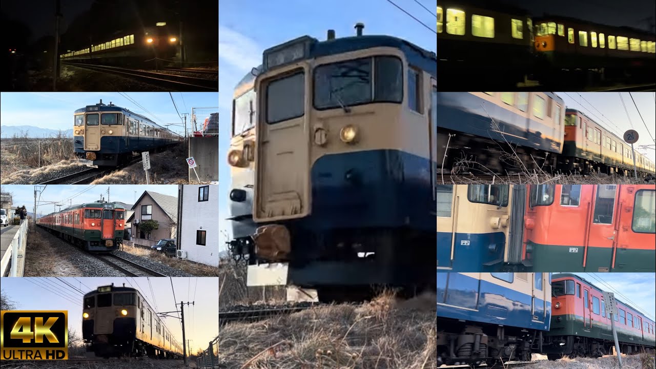 しなの鉄道115系６両編成通過シーン集