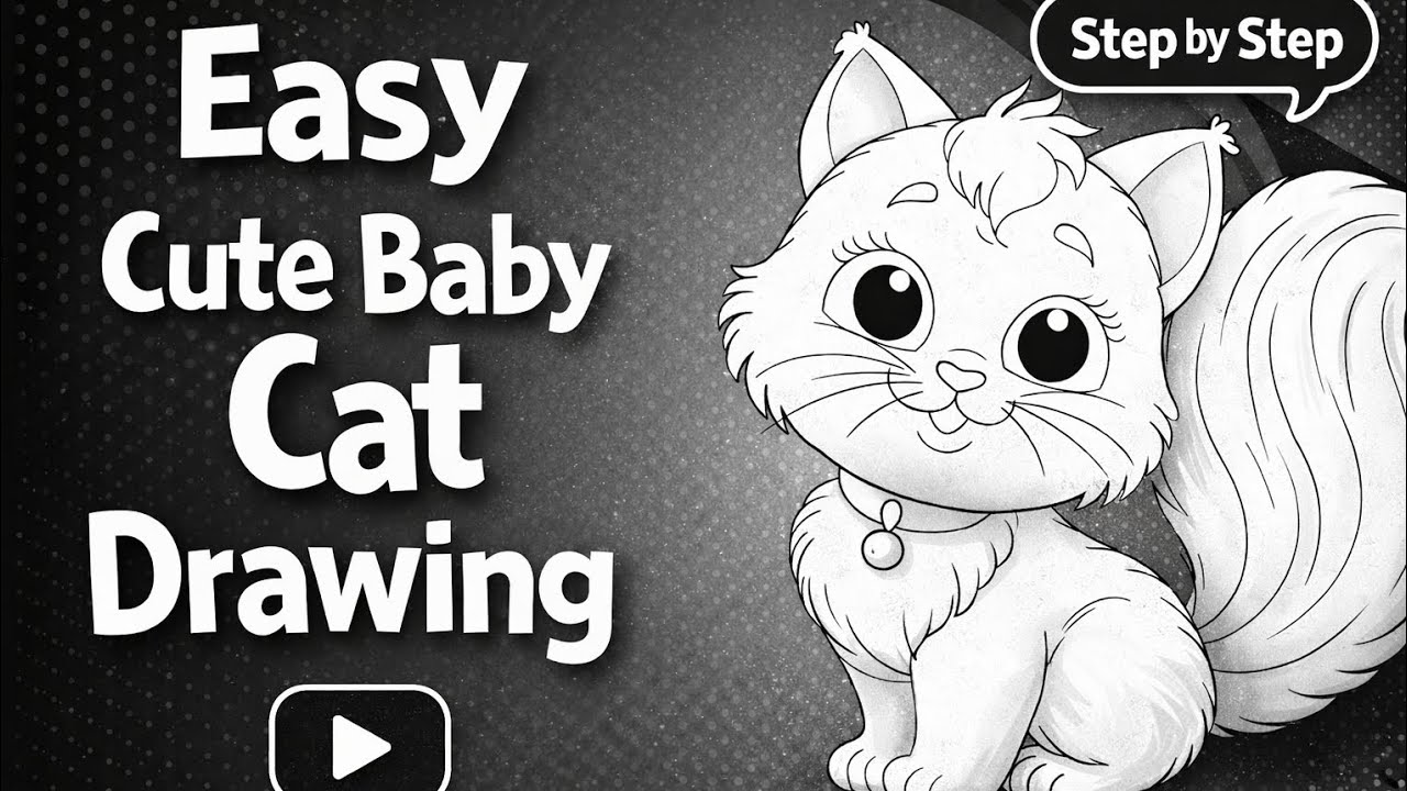 Easy Cute Baby Cat 🙀 Drawing Step by Step | Kitten Drawing for Beginners | Anjali ki Drawing Duniya