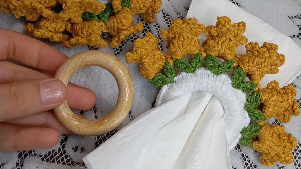 Ahşap peçete yüzüğüyle Örgü peçete yüzüğü (Detaylı Anlatımı)  #keşfet #crochet #kesfeteyyiz