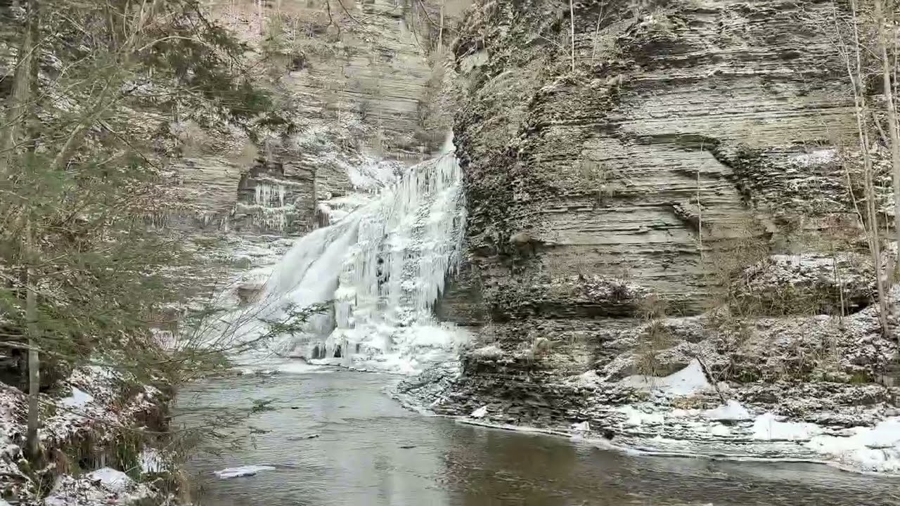 Hiking to Lucifer Falls in the winter