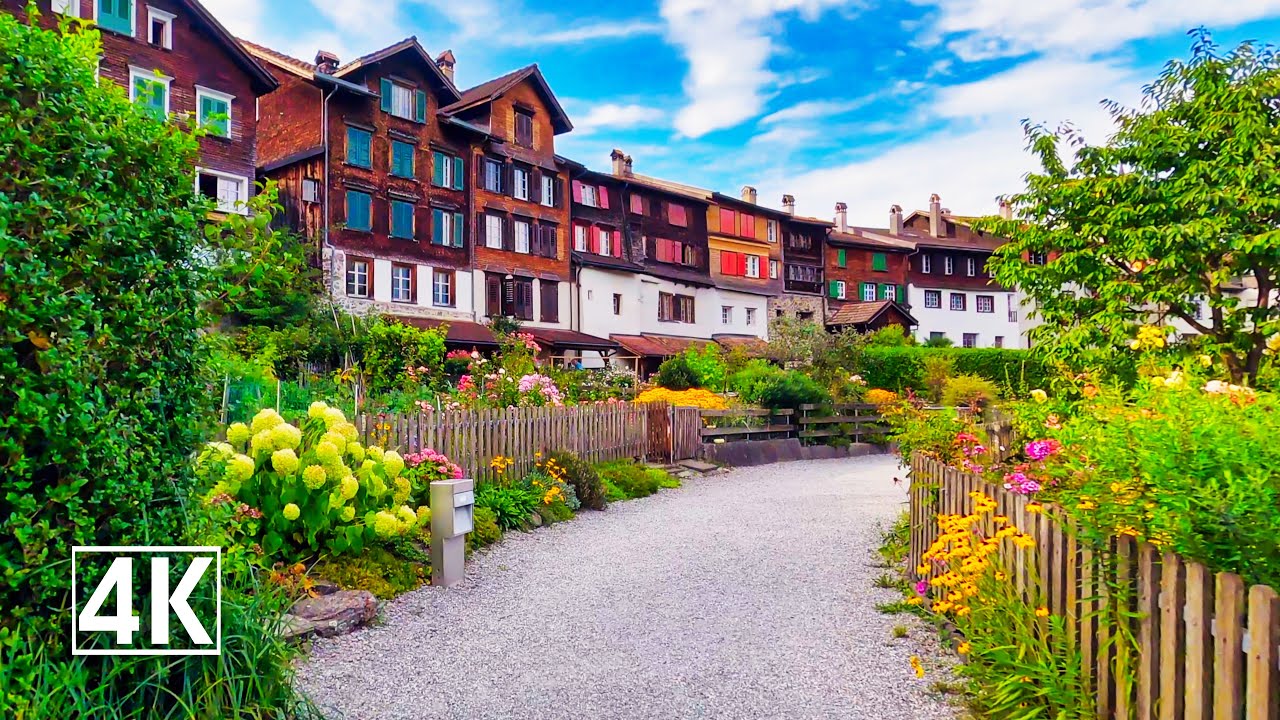 Buchs Switzerland 🇨🇭 beautifully restored, colourfully decorated houses with verandas
