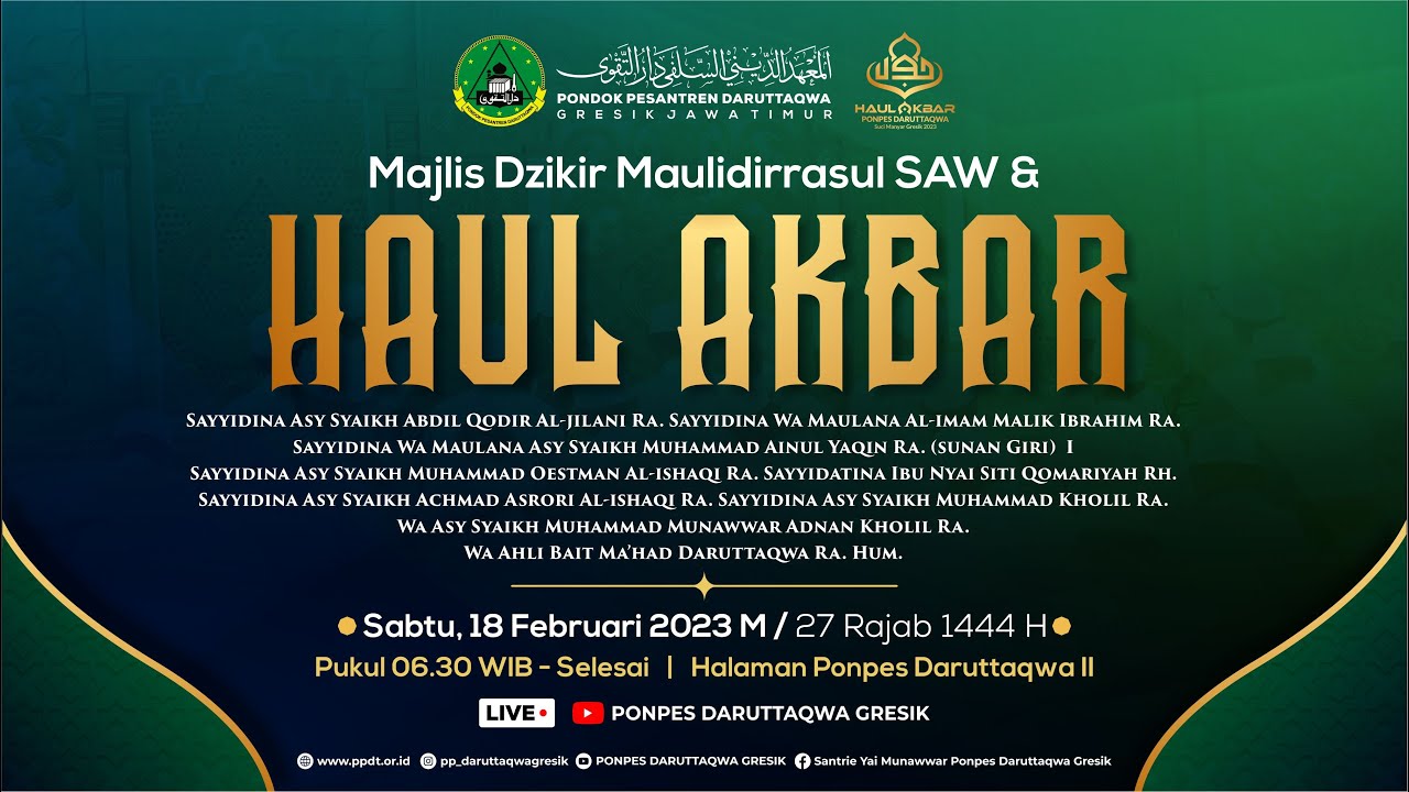 🔴[ LIVE ] MAJLIS DZIKIR MAULIDIRRASUL SAW & HAUL AKBAR PONPES DARUTTAQWA GRESIK 2023