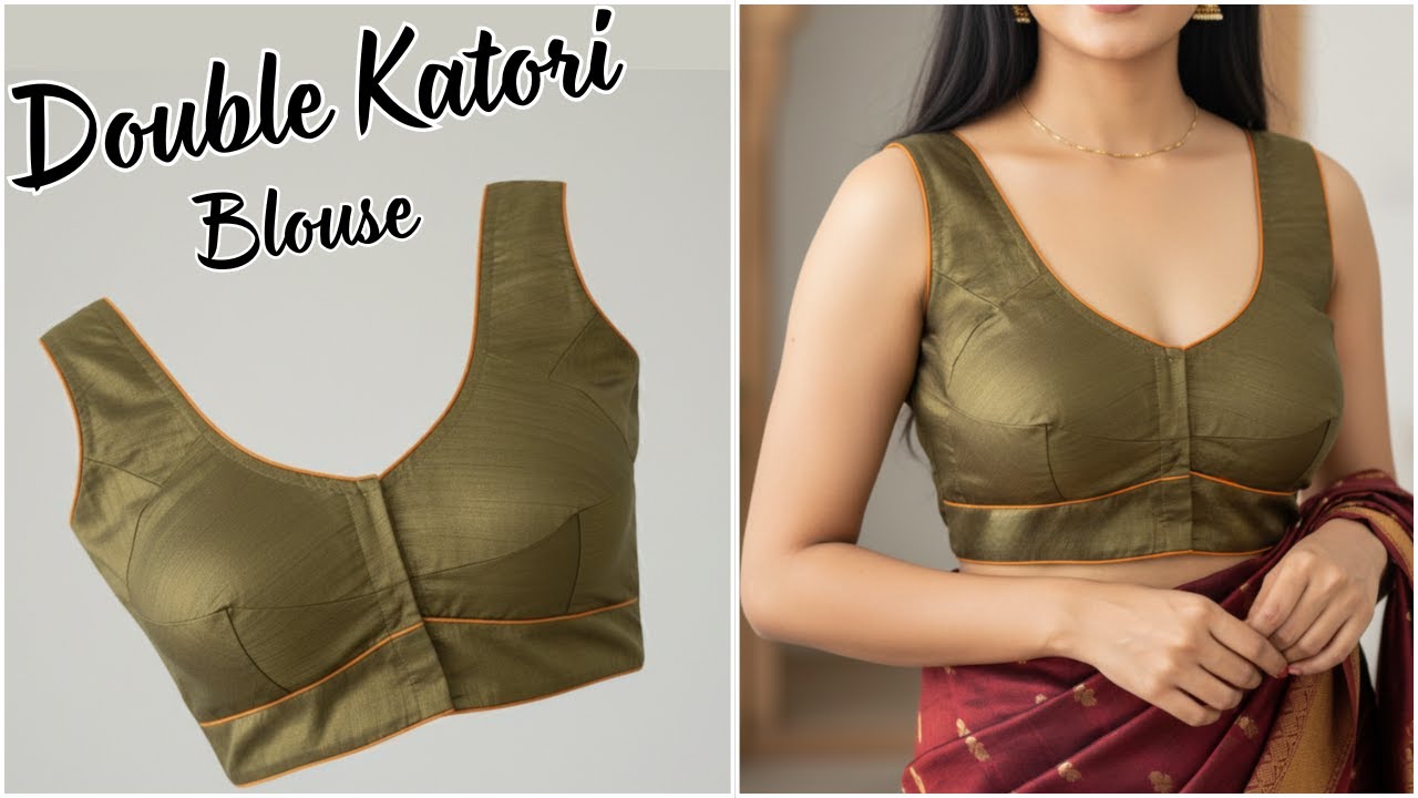 Double katori blouse cutting and stitching | Double katori blouse cutting |How to make double katori
