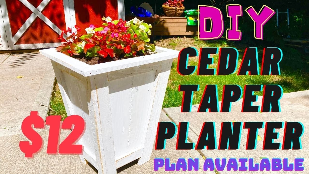 How to Build CEDAR TAPERED PLANTER - EASY and CHEAP Entrance Planter - Fence Picket Planter