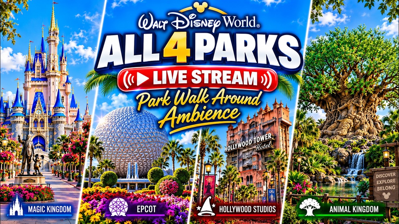 🔴Live: Walt Disney World Relaxing Views & Ambience 24 Hour LIVE Stream