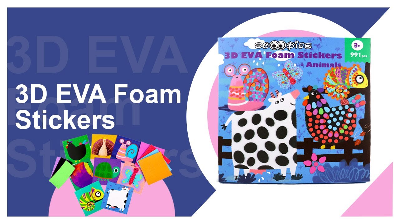 3D EVA Foam Stickers| 8 Animal Designs| 900+ Foam Stickers | DIY Cartoon Animal Learning Set