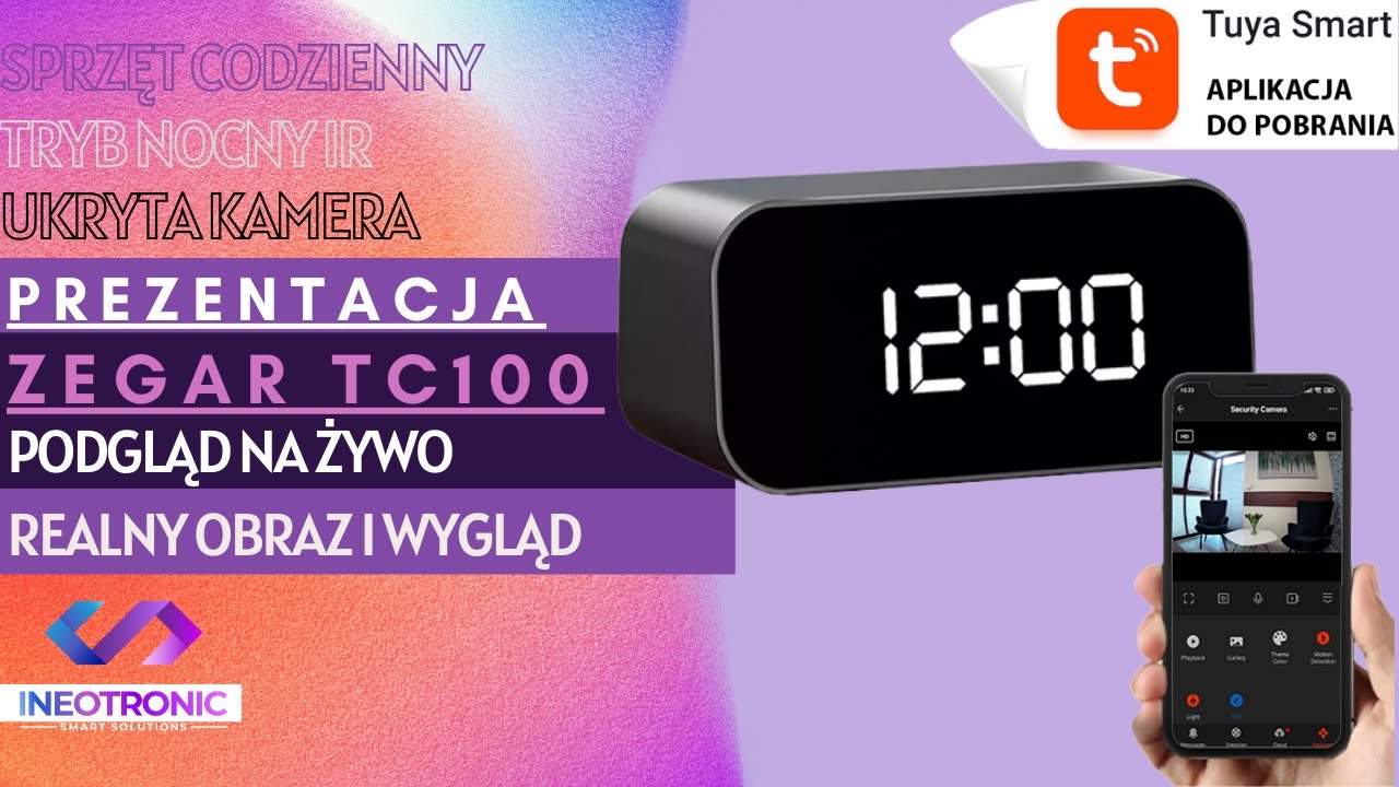 ZEGAR TC100 WI-FI - PREZENTACJA SPRZĘTU ORAZ OBRAZU Z KAMERY - 2024 - GOSPY.PL