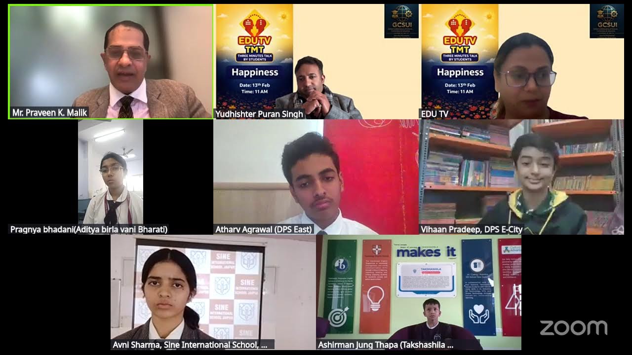 EDU TV 3 Minutes Talk LIVE | Students from Bangalore, Jaipur, Hapur & Jhapa  Nepal on Happiness